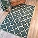 Rubber Backed Area Rug, 39 x 58 inch, Trellis Teal, Non Slip, Kitchen Rugs and Mats