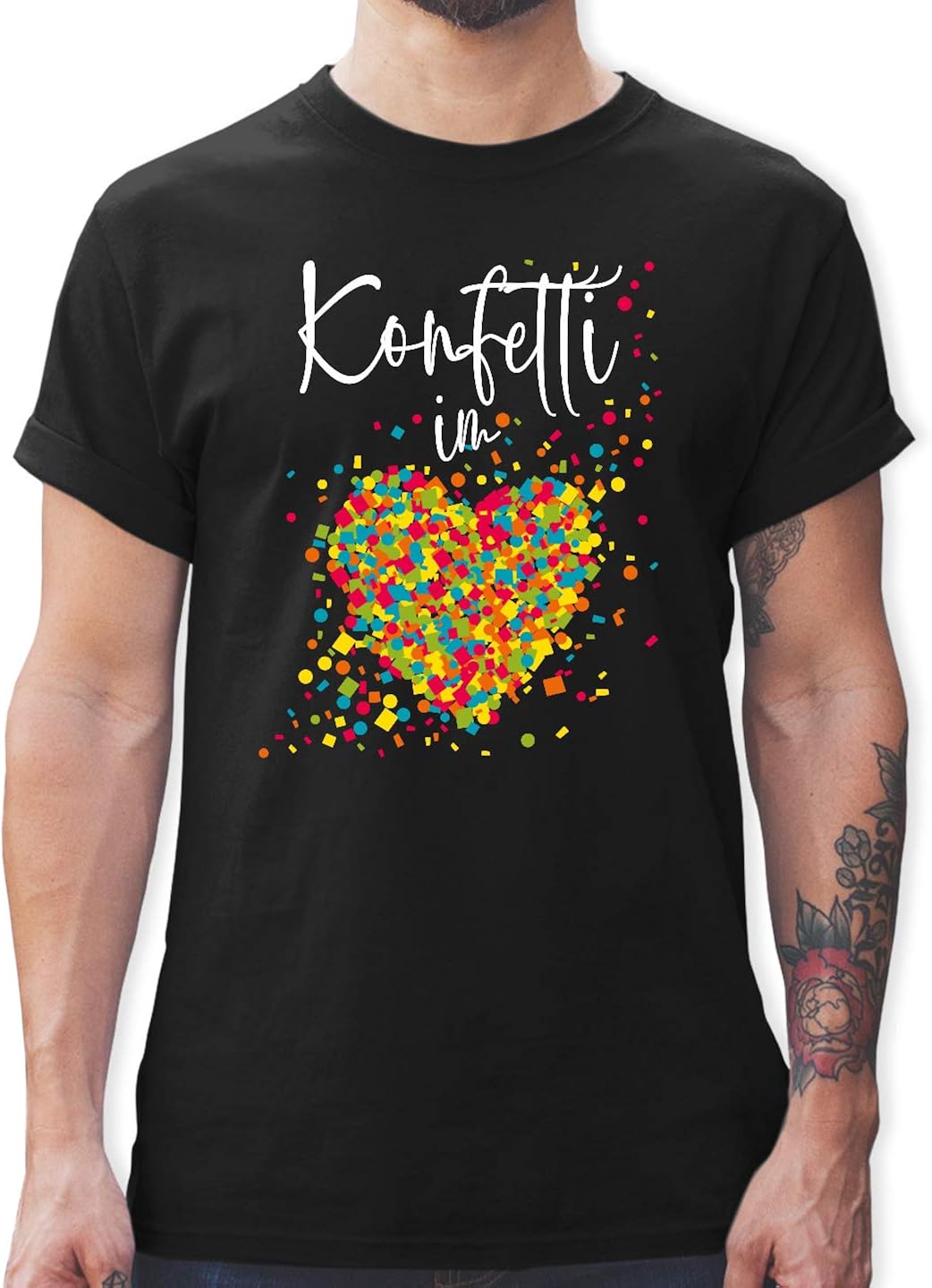 Shirtracer Karneval & Fasching Konfetti im Herzen Kalligrafie
