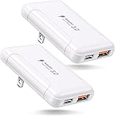 Slim Flat USB C Wall Charger, Costyle 2 Pack 50W USB A & USB C Charger Block Quick Fast Charge 3.0 Charging Block Brick with Foldable Plug Adapter for iPhone 17 16 15 14 13 12 Pro Max Pad Air(White)