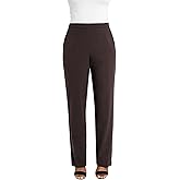 Briggs New York Women's Flat Front Pull on Pant With Slimming Solution (Regular & Short Length)