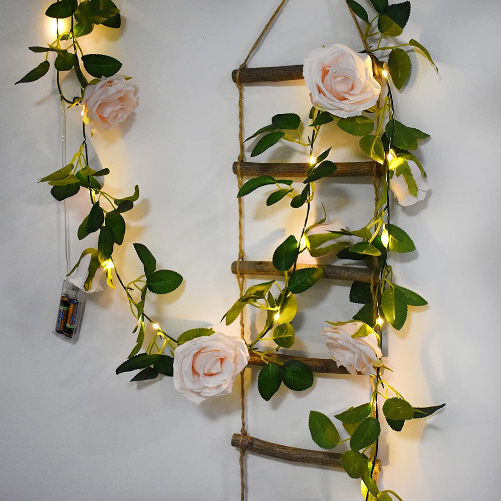 buywin Colorful Rose Fairy String Lights 2M Artificial Flower Garland with LED Copper Light Strings, Rose Vine Lights Decor for Christmas Wedding Bouquets Home Window(Baby Pink) — image 1
