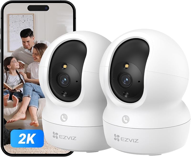 EZVIZ 2 Pack 2K Indoor Security Camera Wifi 360° Pan Tilt Night Vision