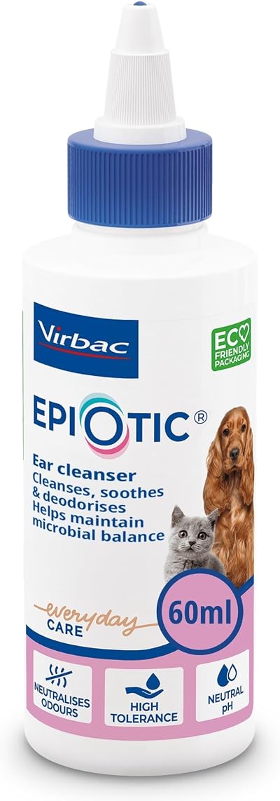 Virbac EpiOtic Cat and Dog Ear Cleaner Solution 60ml Antibacterial