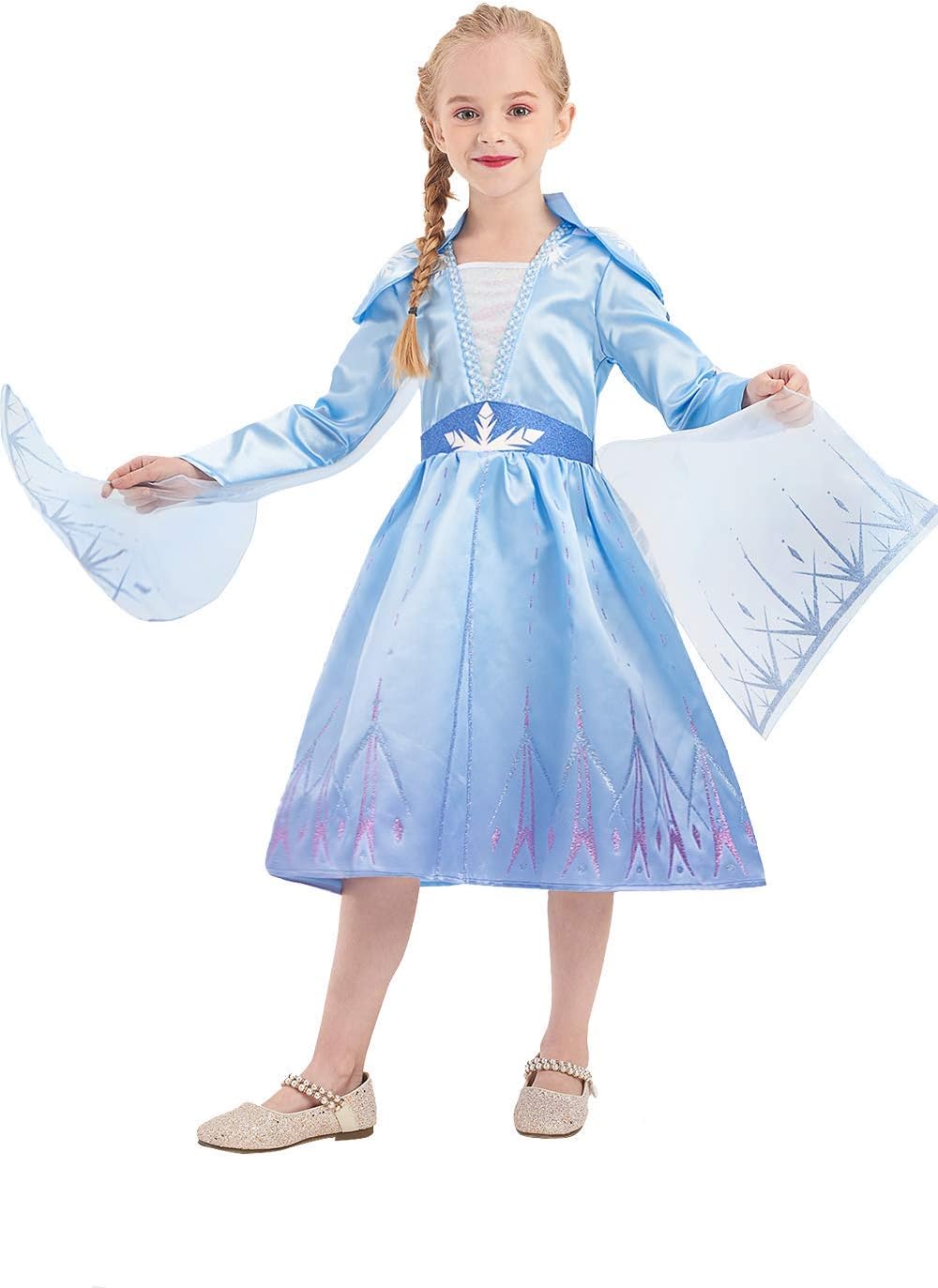 Girls Princess Costume Blue Classic Queen Fancy Dress for Kids Gift Party