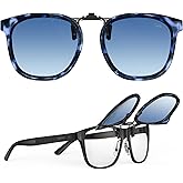 Goiteia Oversized Polarized Clip on Sunglasses over Prescription Glasses for Women Men, Round Stylish Framed Like Sunglasses