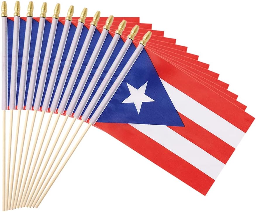 Flags - Ckexin 25Pack Small Puerto Rico Flag Handheld Mini Puerto Rican Flag on Stick 5x8 Inch