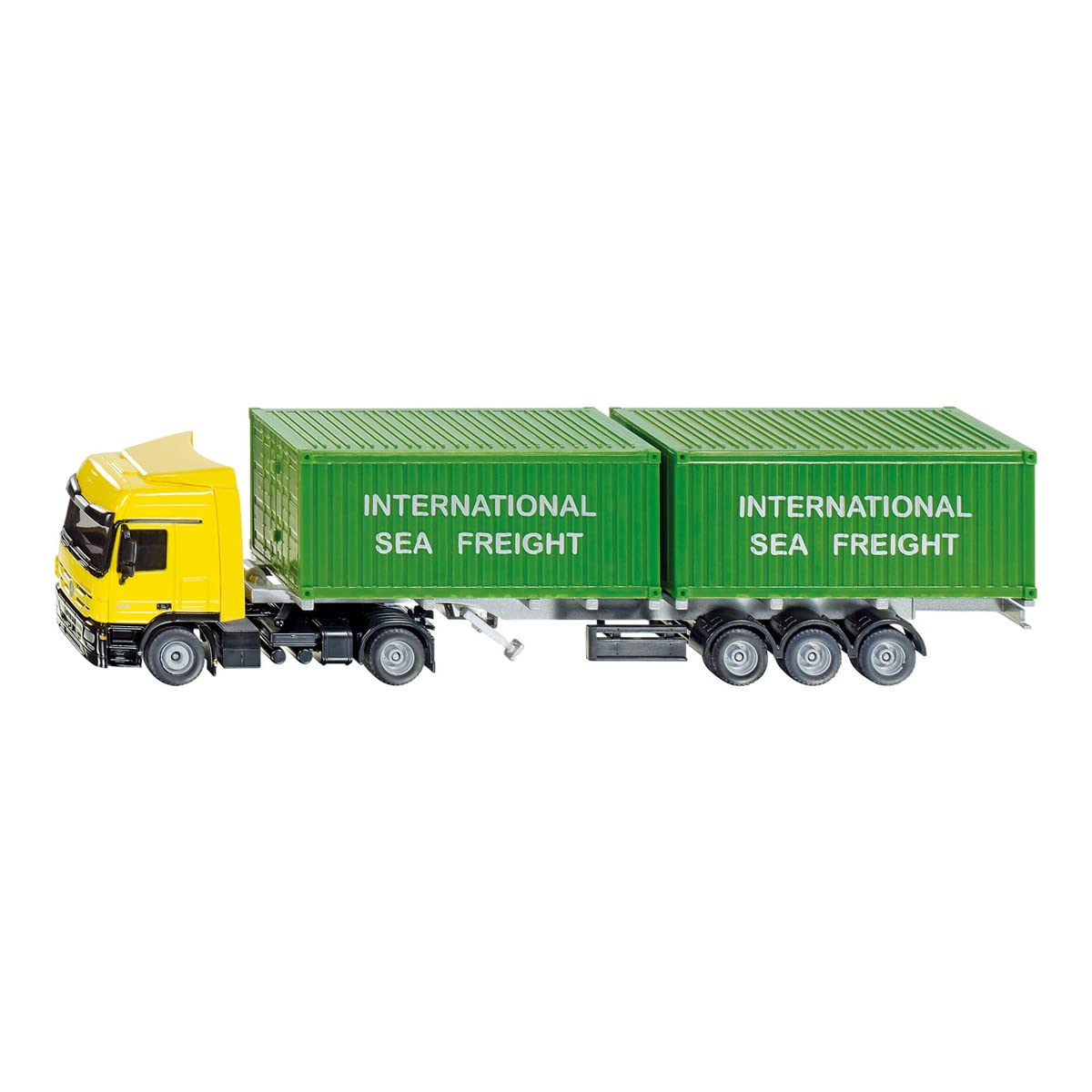 siku 3921, Lorry with Container, 1:50, Metal,Plastic, Yellow,Green, Incl. 2 Container, Adjustable trailer length