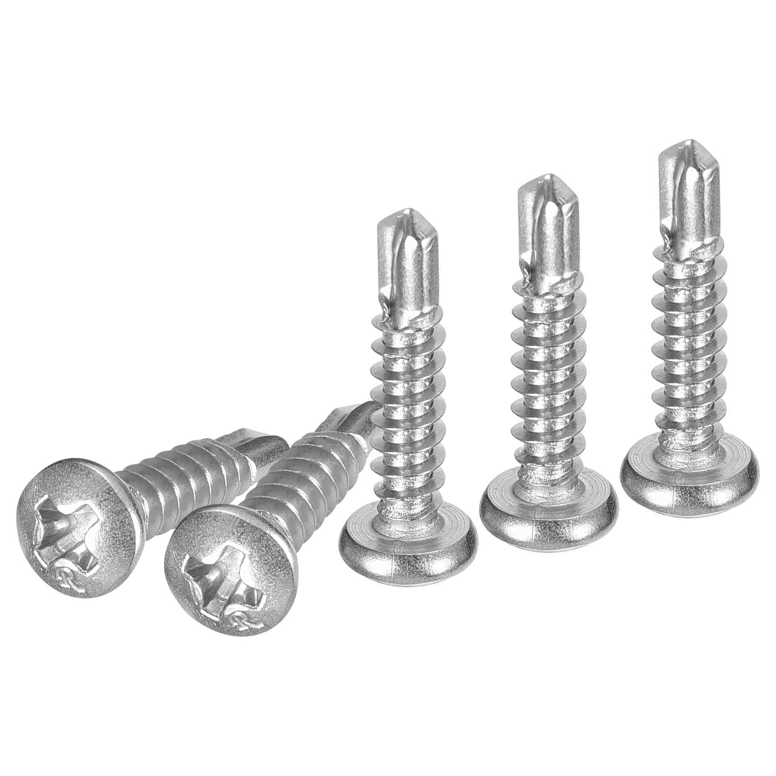 DTGN #8x3/4" Pan Head Self Drilling Screws - 100Pack - 410 Stainless Steel Phillips Drive Self Tapping Sheet Metal Screws — image 1