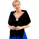 Zehope Women's 1920s Wedding Faux Fur Shawls and Wraps Bridal Winter Fur Stoles Scarfs with Brooch for Bride