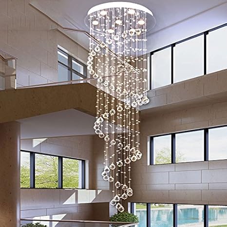 Modern K9 Crystal Raindrop Chandelier Lights Spiral Rain Drop Led