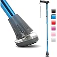 HEALTHBAZAAR All Terrain Walking Cane for Men & Women, Lightweight, Foldable, Adjustable, Shock Absorption, Collapsible, Air Cushion Cane Tip Walking Stick for Seniors & Adults