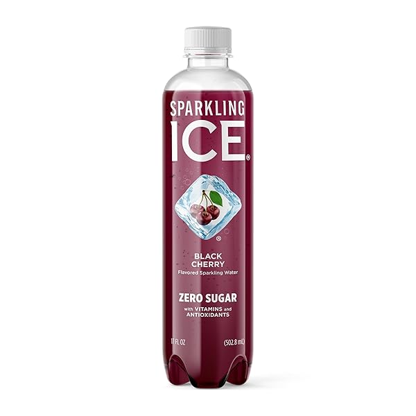 SPARKLING ICE, BLACK CHERRY SPARKLING WATER, ZERO SUGAR FLAVORED WATER, WITH ANTIOXIDANTS AND VITAMINS, 17 FL OZ BOTTLE
