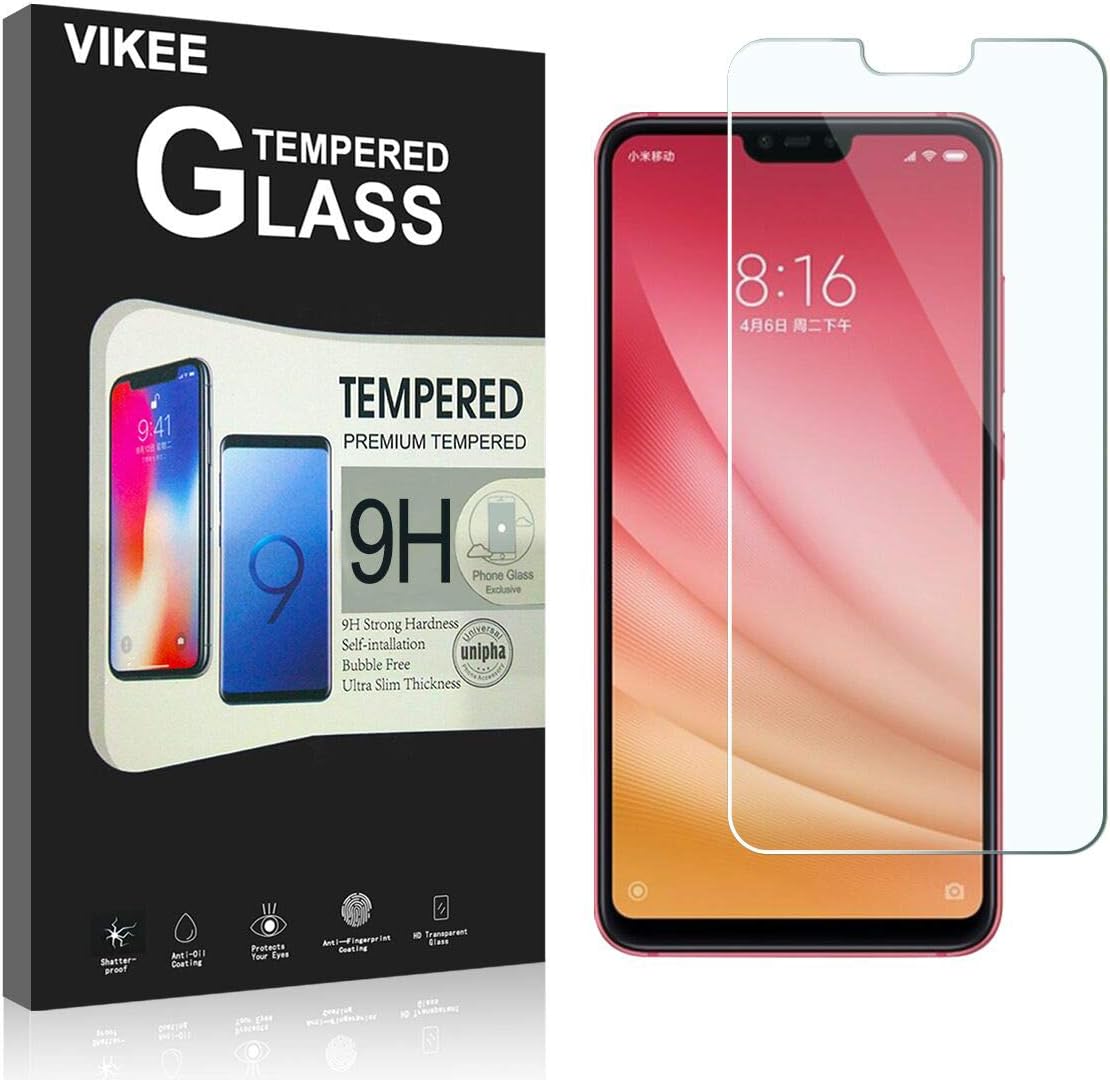 VIKEE [2-Pack] Screen Protector for Xiaomi Mi 8 Lite, HD Anti-Scratch Anti-Fingerprint No-Bubble 9H Hardness Tempered Glass with Lifetime Replacement Warranty
