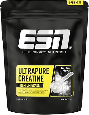 ESN Ultrapure Creatine Monohydrate, 500 g, 142 Portionen, mikrofein und perfekt löslich - made in Germany (Verpackung kann variieren)