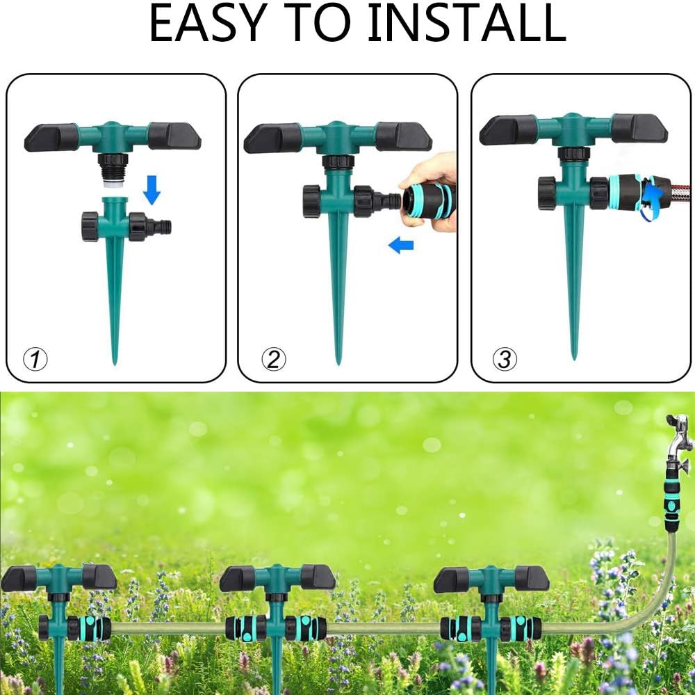 YAUNLEL Garden Lawn Vegetable Garden Yard Sprinkler, 360° Rotating Ground Sprinkler with Up to 3, 000 Sq. Ft Coverage-Automatically Watering Irrigation System Leak-Proof. : Garden & Outdoor