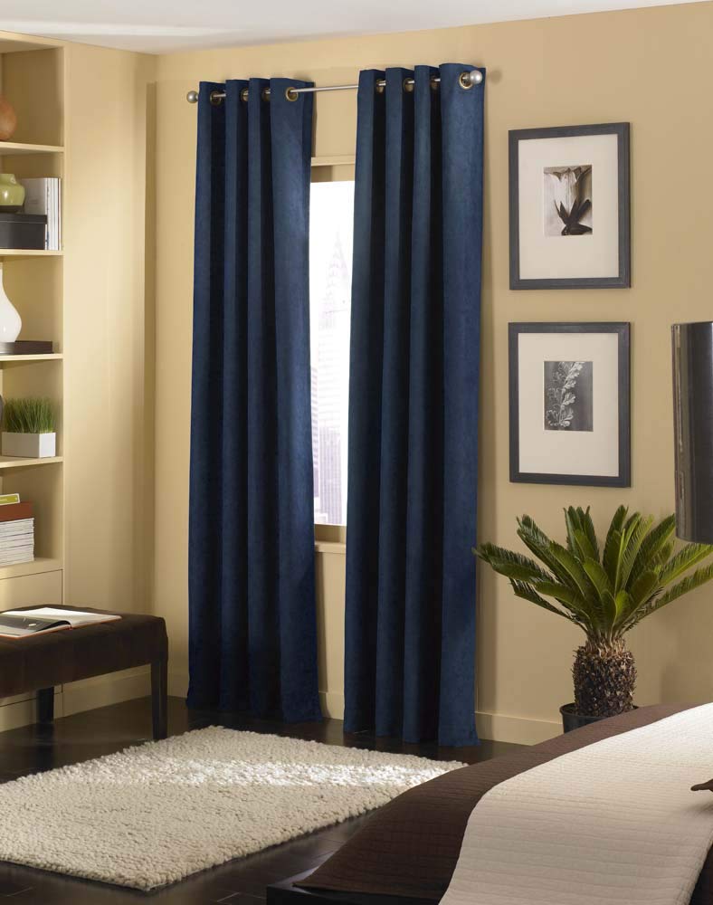 Curtainworks Curtain Panel, Polyester, Navy, 50" W x 108" L (Pack of 1) — image 1