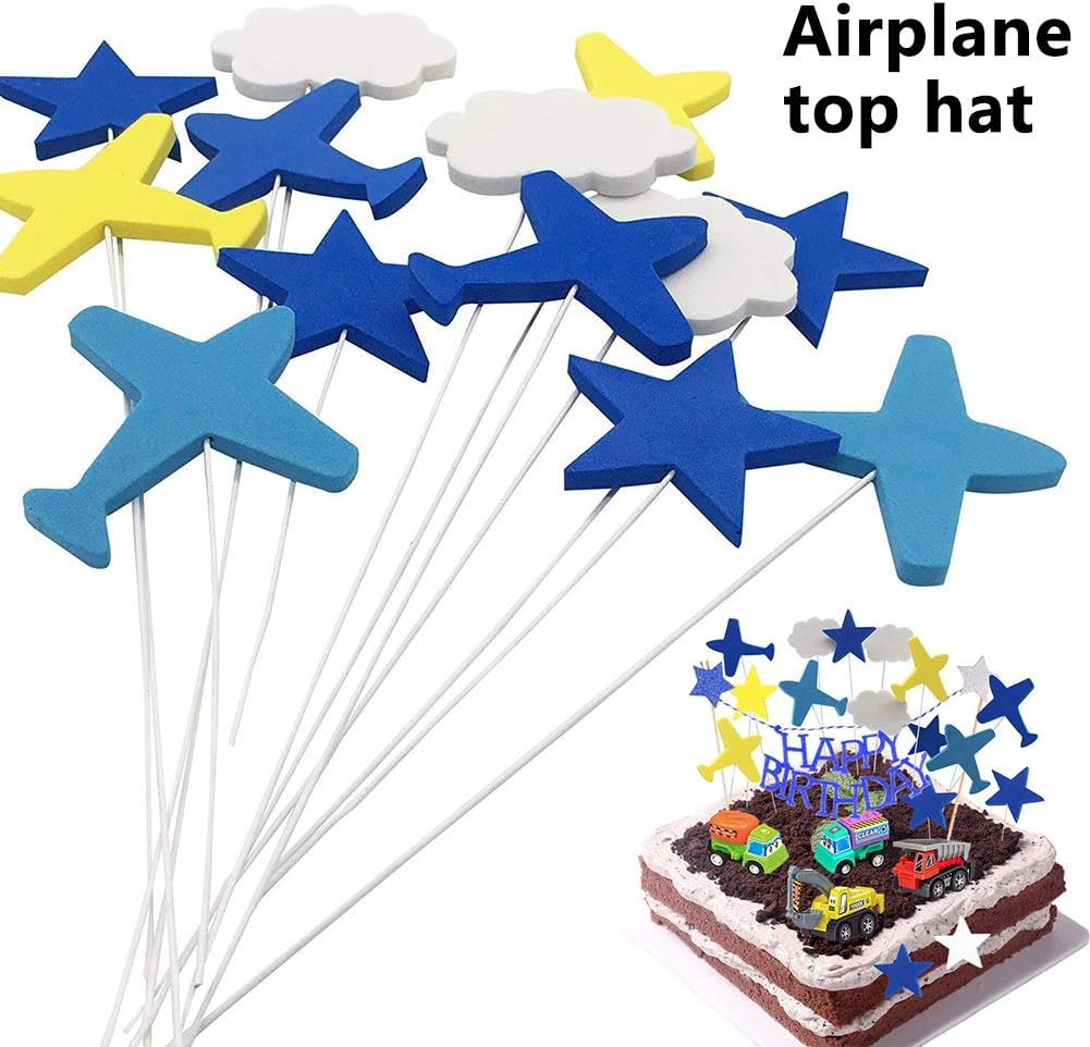 Gateau Topper Betoy 2 Ensembles Set Topper De Gateau Decorations De Gateaux Avions Enfants Gateau Danniversaire Toppers Dessin Anime Nuage Etoiles Avion Forme Cupcake Toppers Decorations De Gateaux Decorations De Gateau Jeux Et