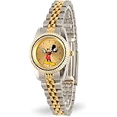 Disney Officially Licensed Mickey Mouse Watch, Stylish & Fun Mickey Mouse Watch for Women, Classic Watches Fans - Women's Gold Dial Watches with Multicolor Stainless Steel Strap