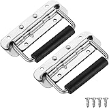 JQK Spring Loaded Case Handle, 304 Stainless Steel Surface Mount Chest Handle with Rubber Grip, Thickened 2mm (Pack of 2), HC