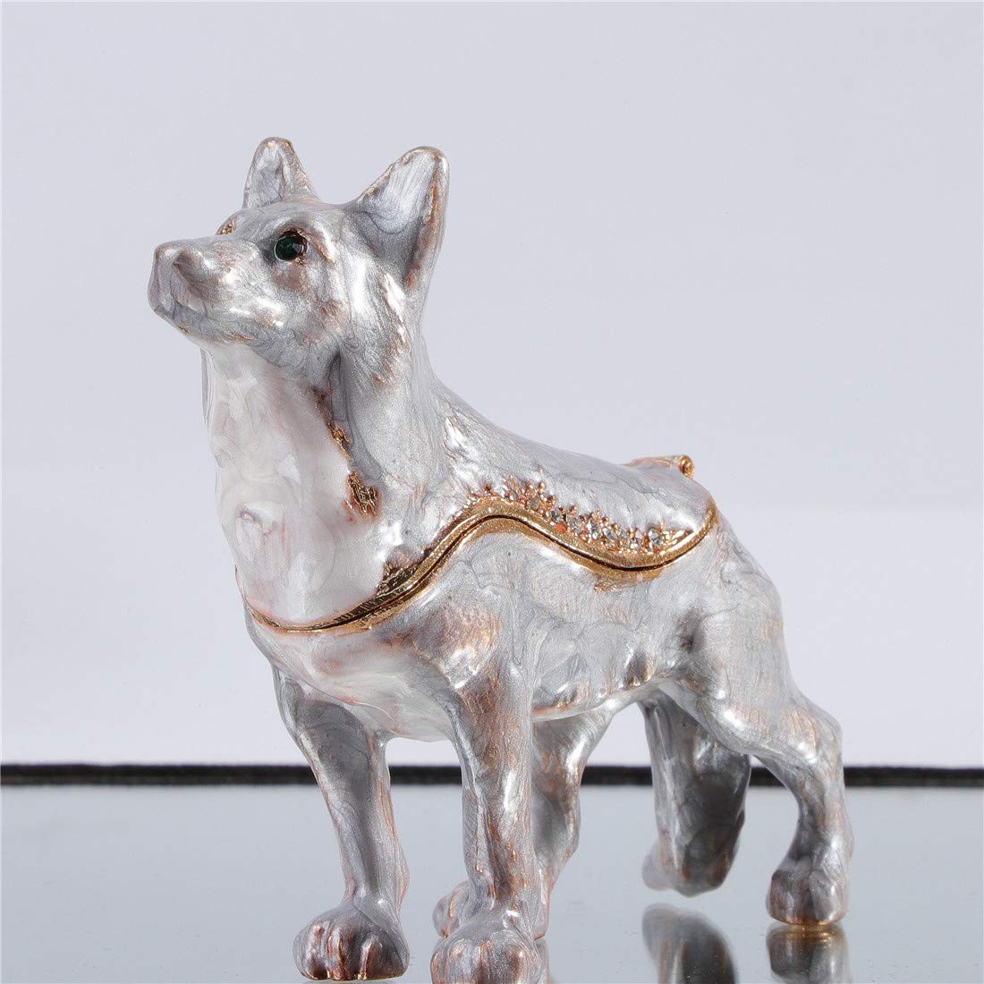 Waltz&F Gray Wolf Trinket Box Hinged HandPainted Figurine Collectible