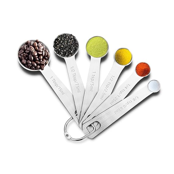 Measuring Spoon Set, Stainless Steel Measuring Spoons, Set of 6 Metal