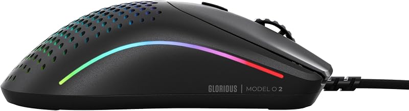 Gaming Model O 2 Wired Gaming Mouse - 59g Ultralight, FPS, 26,000 DPI, Motion Sync, 80M Click Rated Switches, 6 Programmable Buttons, Ambidextrous, RGB, PTFE Feet - Black