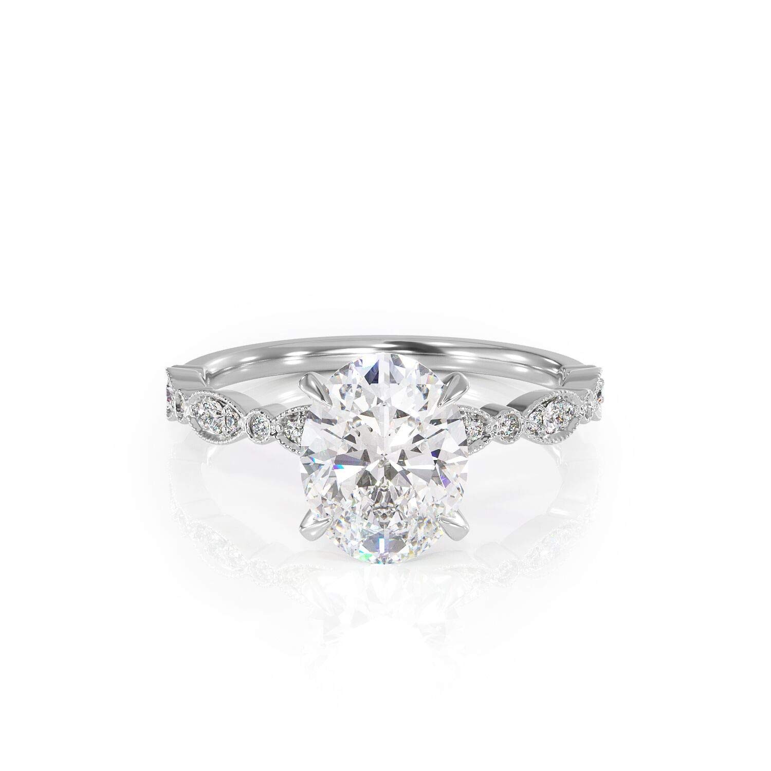 KEYZAR Engagement Rings for Women, Handmade Vintage Milgrain Solitaire, Oval Cut 2