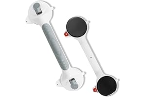 Rackickyer Grab Bars for Bathtubs and Showers, 2 Pack 15 Inch Shower Handles, Strong Suction Grab Bar for Shower, Anti-Slip Shower Grab Bars for Seniors, Bathroom Handicap Grab Bars with Indicators