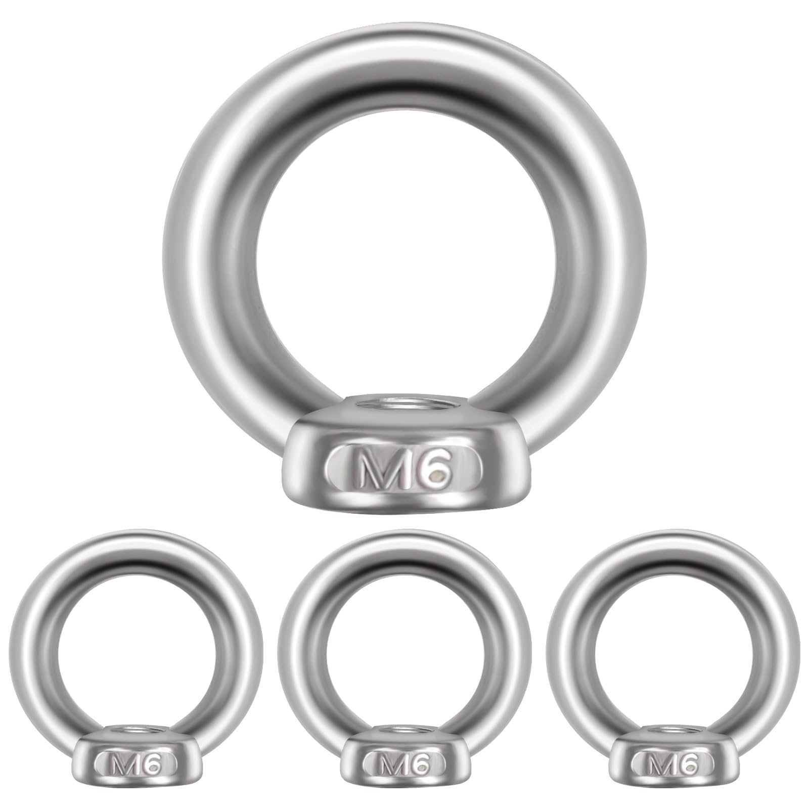 12pcs Ring Nut, M6 Lifting Eye Nut Lifting Ring Eye Bolt Stainless Steel for Marine Threaded Nut Fastener