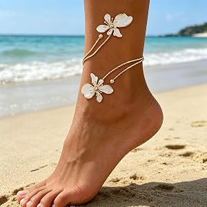 Bohemian Enamel Flower Open Cuff Bracelet for Women Adjustable Arm Cuff Bangle Foot Anklet for Party Beach