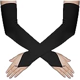 Hmxpls Fingerless Over Elbow Gloves - Long Satin Opera Soft Stretchy Spandex Adult Size Cosplay