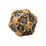 DNDWoW Heavy Metal Gold Skull D20 with Chains