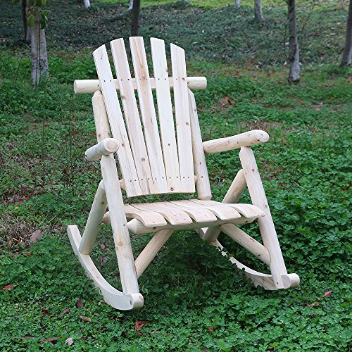 KdGarden Cedar/Fir Log Adirondack Rocking Chair – Comfortable Patio Lounge Chair for Outdo ...