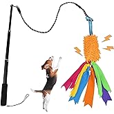 ASOCEA Flirt Pole for Dogs,Interactive Dog Flirt Pole with Squeak Rope Dog Tug Chase Toys for Small Medium Large Dogs Dog Tea