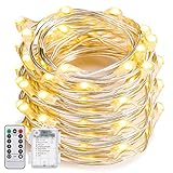 String Lights Dimmable, Oak Leaf 19.7ft 60 LED 8 Modes Fairy Lights Battery-Operated Firefly String Lights Flexible with Remote Cotrol,Waterproof Design,Warm White for Wedding Party Thanksgiving Decor