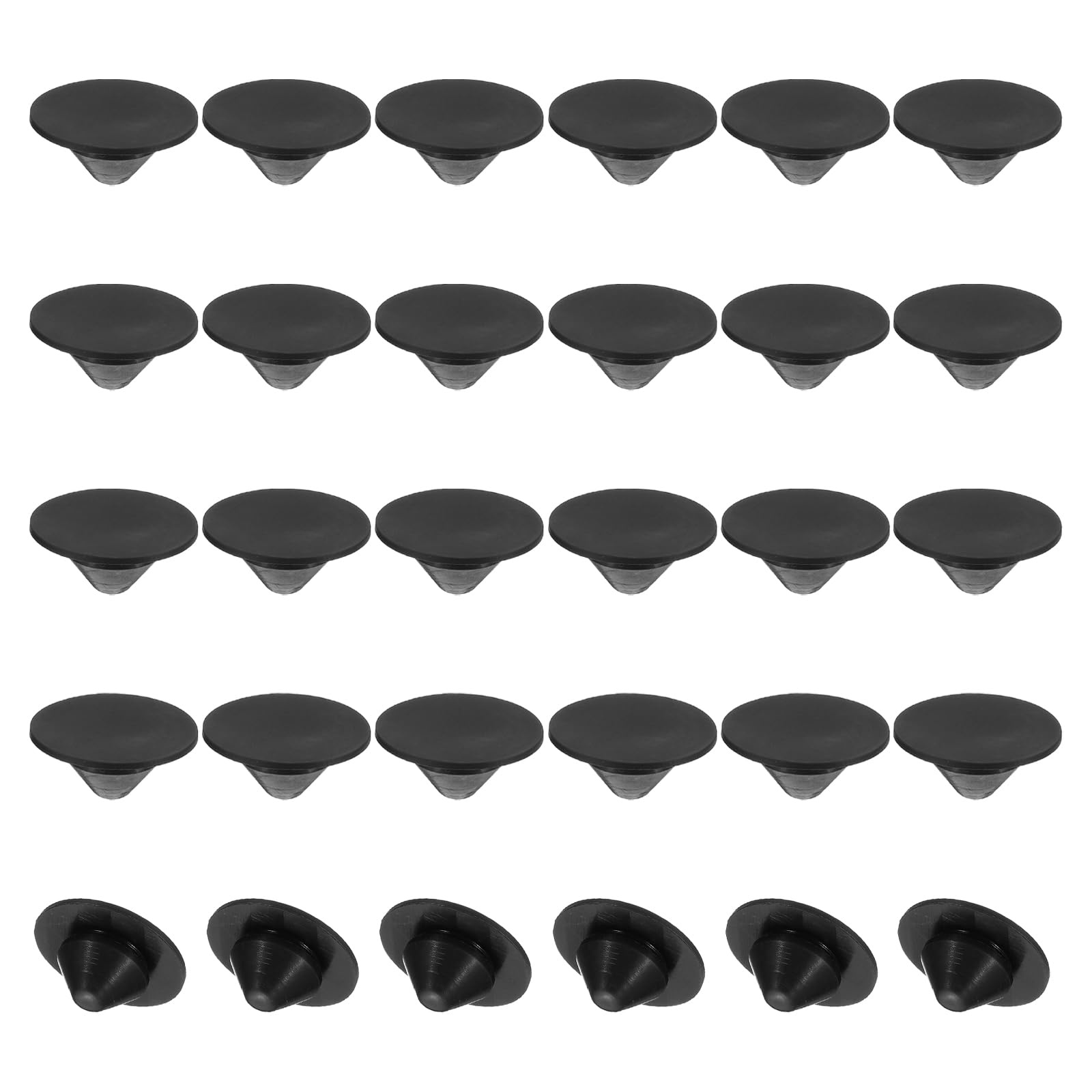 PATIKIL 10mm Diameter Silicone Round Snap, 30 Pcs in Type Locking Furniture Hole Plug Button Wide Edge Protective Cover Fit for 10-11mm Hole for Seal Bulkhead Cylinder, Black โ image 1