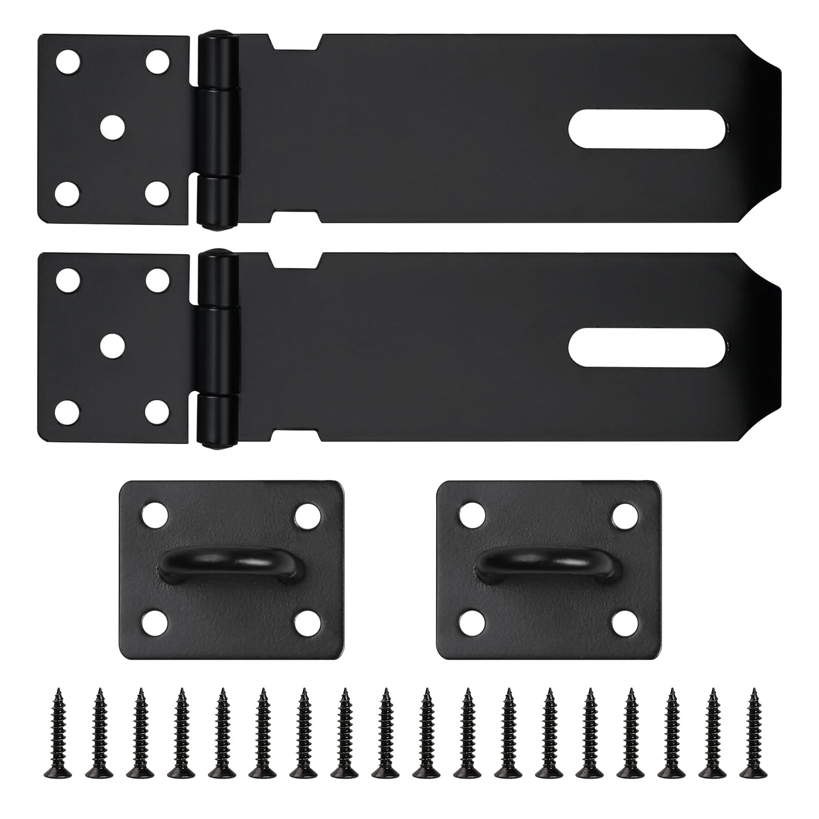 4in Shed Door Latch 2Pcs Hasp Staple Hasp and Staple Heavy Duty Padlock Hasp Shed Door Lock Latch Lock Shed Latch Shed Locks and Latches for Garden Sheds Underground Garages Bedrooms Cabinets (Black)
