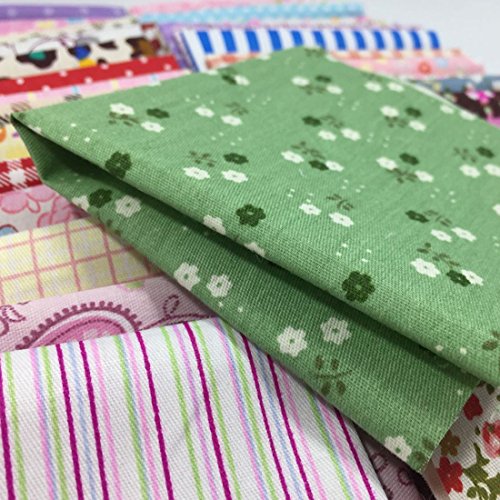 levylisa 25 Pieces Pre Cut Assorted Colours Cotton Printed Quilting Fabric Patchwork Fabric Patchwork Quilting Sewing Fabric Patchwork Flower Dots DIY Sewing Quilting Handmade Craft 8 x 8inches - Thumbnail 6