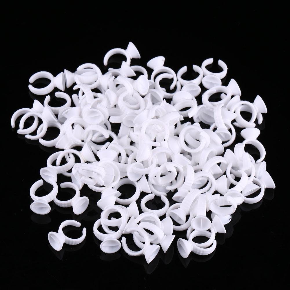 Tattoo Ink Cups 100pcs Disposable Makeup Rings Eyebrow Lip Tattoo Pigments Holder Container Makeup Tool(Small With Divider)