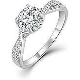 STARCHENIE Promise Ring for Her 925 Sterling Silver Round Engagement Wedding Ring for Women Size 5-10