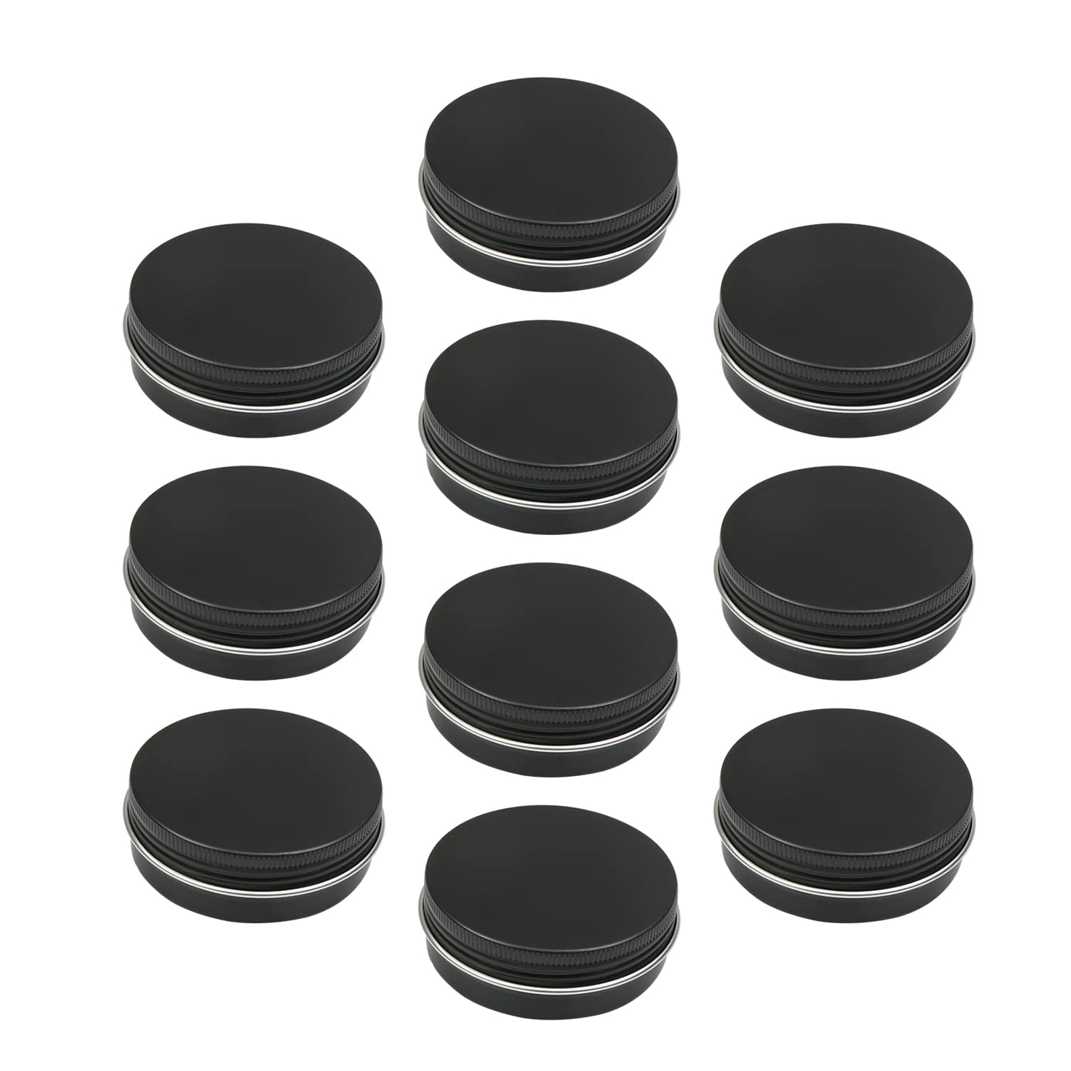 Othmro 15pcs Aluminium Tin Jars, 2oz Small Containers Tins with Screw Lids, Empty Can Travel Tins for Candles, Cosmetic, Soap Black (60ml/2oz)