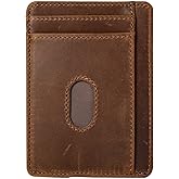 DOC ARTISAN Slim Leather Wallet for Men | 100% Genuine Full Grain Leather | Minimalist Front Pocket Wallet (Walnut)