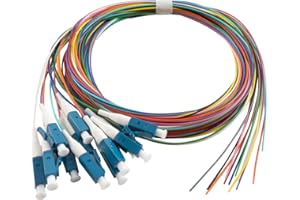 Eardion 1.5 Meter Fiber Optic Pigtail, 12 Strand LC-UPC SingleMode 9/125 Fiber Pigtail, 12 Color-Coded LC Cable Fiber Optic P