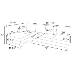 101.5" L Shaped Sectional Couch, Modern Modular