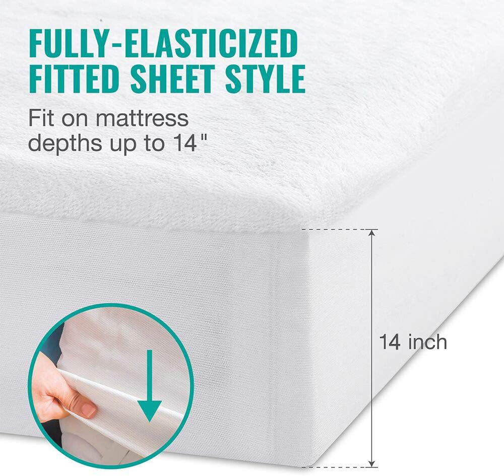 Vekkia Premium Twin Size Mattress Protector Waterproof Bed Cover. Soft Cotton Terry Surface Fabric, Breathable, Quiet, Hypoallergenic. Pet & Fluids Proof. Safe Sleep for Adults & Kids (Twin): Home & Kitchen