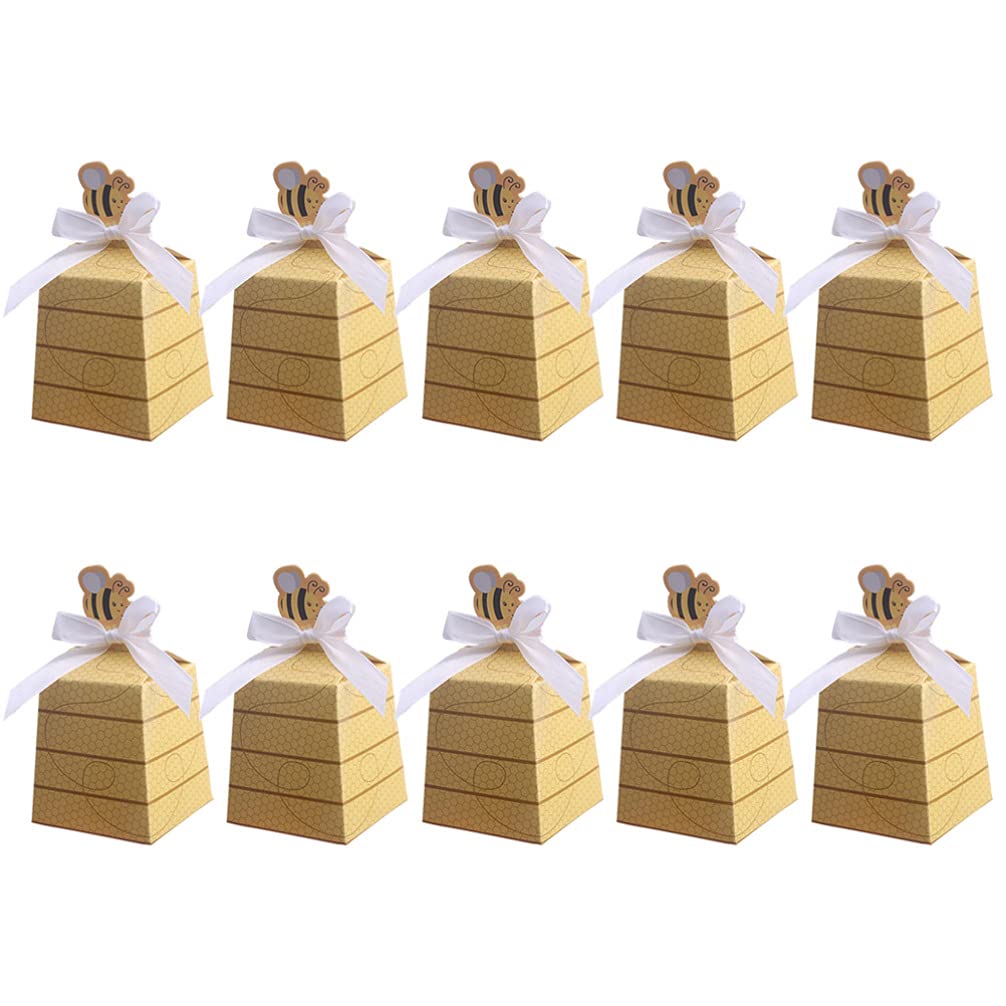 10Pcs Bee Candy Boxes Beehive Paper Beehive Box Paper Treat Boxes Bee Party Favor Boxes Cookie Chocolate Box