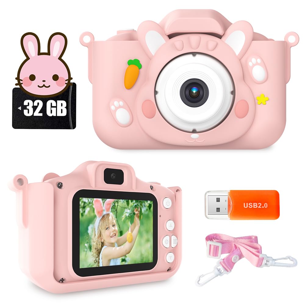 キッズカメラ トイカメラ 子供用 【5000万高画素＆音楽プレーヤー】 2.0インチIPS画面 子ども おもちゃ 写真 自撮り 1080P録画 8倍ズーム 32GB SDカード付き ゲーム機能 1000mAh長持ちバッテリー 女の子 男の子 小学生 プレゼント (pink)商品画像