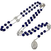 TALISMAN4U Seven Sorrows of Mary Rosary Chaplet Deep Blue Acrylic Beads Catholic Jewelry Necklace for Women with Rosary Box