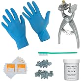 Small Animal Complete Tattooing Kit with 0-9 &amp; A-Z, Nitrile gloves, and Ink for Identification of Sheep, Pigs, Goats, Rabbits, and Other Livestock