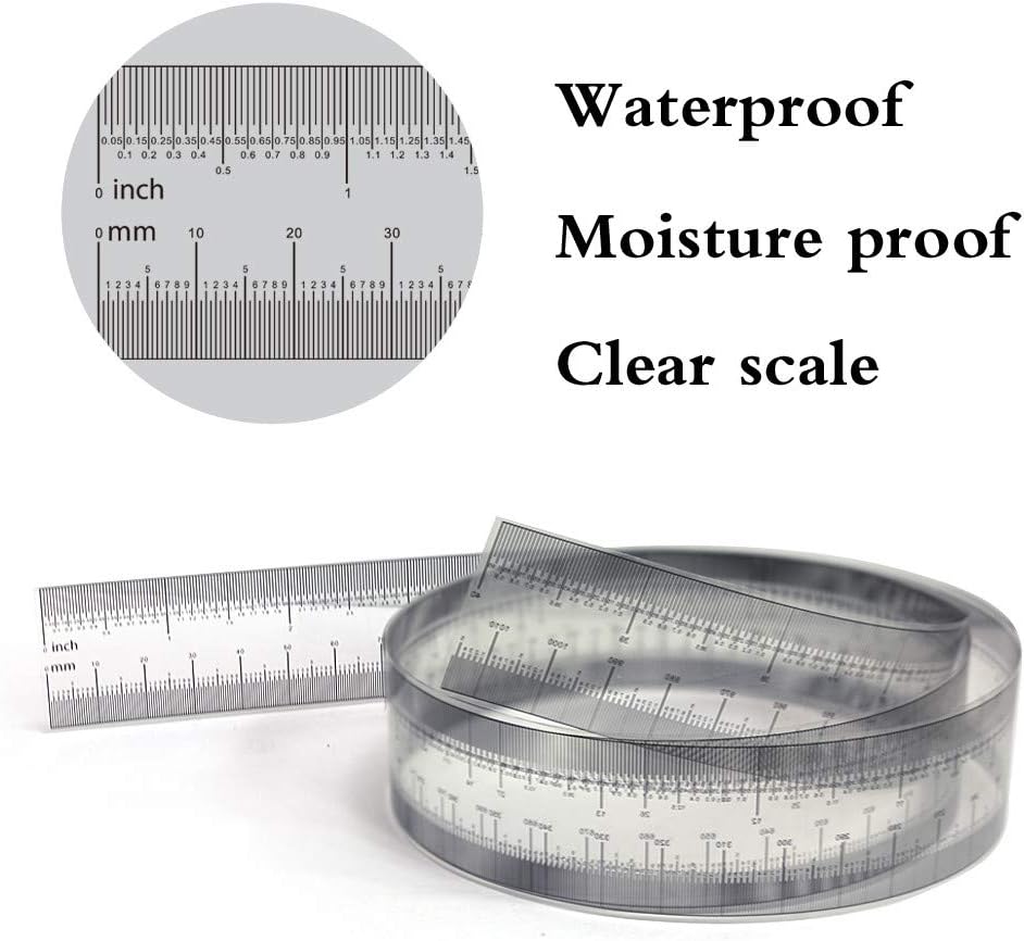 635 Mmx33 Mmx0 1 Mm 0 016mm 0 40 Inch Metric Precision Gauge Inch Chouron Transparent Film Ruler Flexiable Rulers Soft Plastic 25 Inches Ruler Measuring Tool Household Rules
